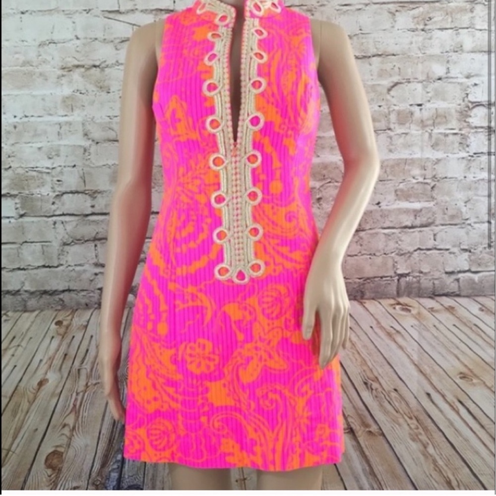 Vibrant Pink and Orange Women's Dress